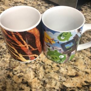 Tree mug and angry birds coffee cups